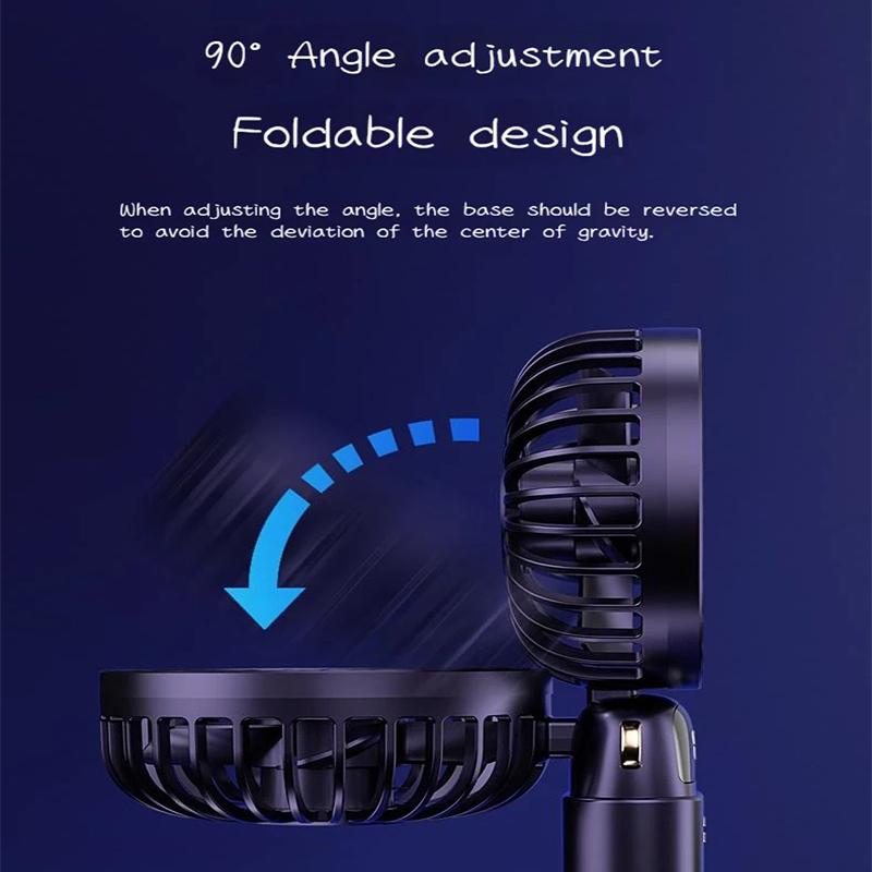 Portable Electric Fan USB Rechargeable 5 Speeds Mini Handheld Fan Quiet Super Strong Wind Outdoor Hanging Neck Mini Summer Sport