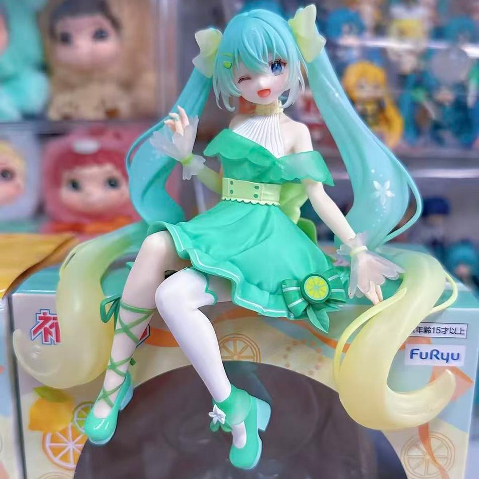 Anime Hatsune Miku Figure Noodle Stopper Figure Kagamine Rin Tangerine Lime Model Toy Doll Aciton Figure Collection Gift