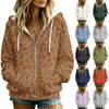 Damen Casual karierte Kapuzenjacke mit langen Ärmeln, Taschen und
