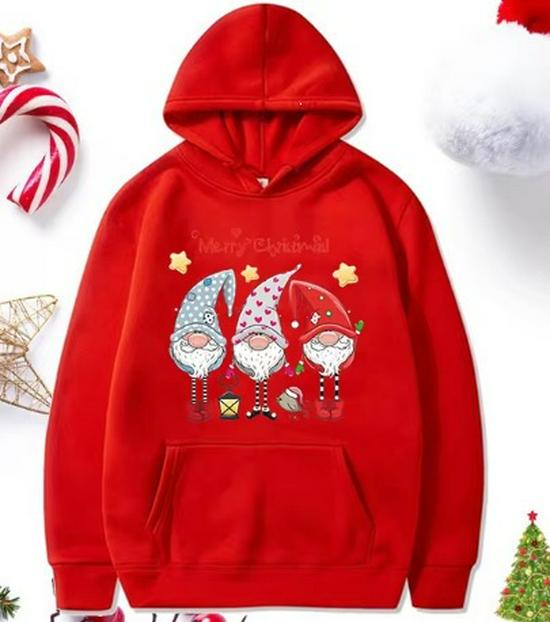 European & American Santa Claus Printed Christmas Hooded Hoodie