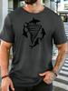 Unisex White Tee Tornado Shark Black Line Art Graphic Print Short Sleeve Loose Casual Basic Top For Adult Male Daily Wear Outfit