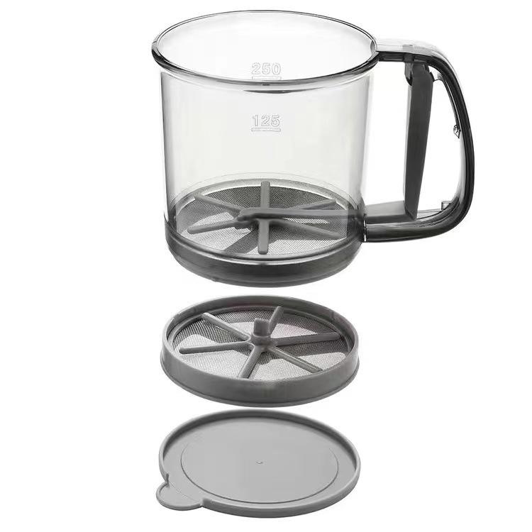 Semi-Automatic Flour Sifter Hand Press Design Transparent Food Grade Sieve for Home Baking Cake Pastry Making