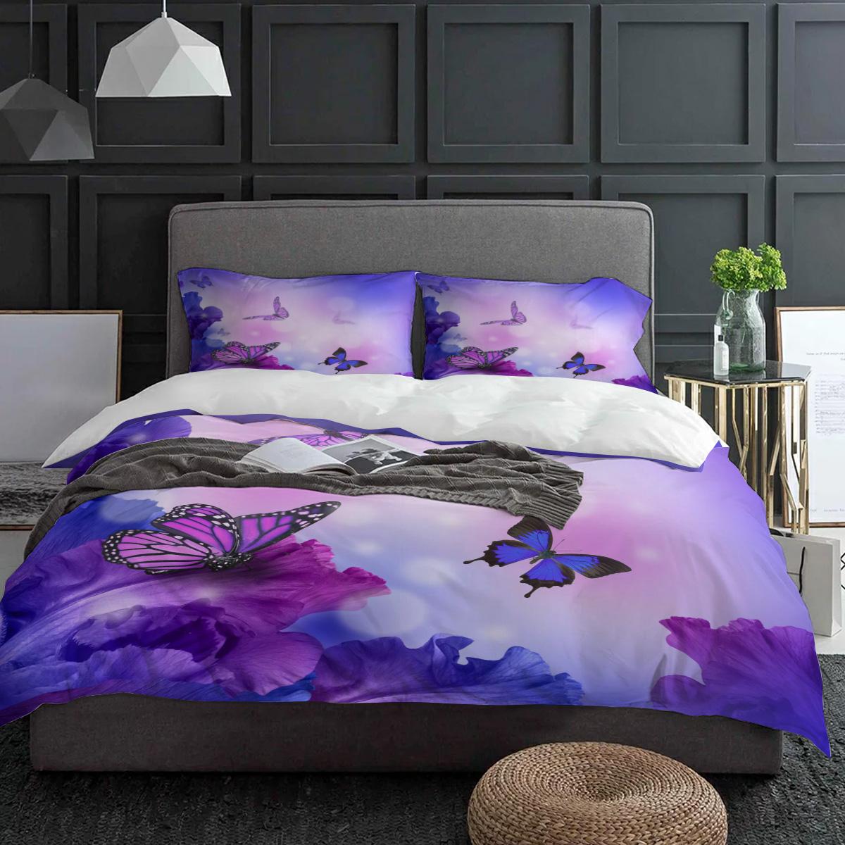 

Fantasy Butterfly Animal Flower Bedding Set 3pcs Duvet Cover Pillowcase Kids Adult Quilt Cover Double Bed Set Home Textile EU single(135x200cm)