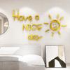 3D Acryl Buchstaben Sonnendesign Wandaufkleber Haus Zimmer Sofa Hintergrund Aufkleber Dekor