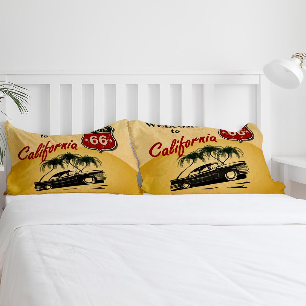 Plakat Samochód Drzewo Kokosowe Pościel Zestaw 3szt Chłopcy Dziewczynki Poszewka na Kołdrę Poszewka na Poduszkę Dzieci Dorośli Poszewka na Kołdrę Zestaw na Podwójne Łóżko Tekstylia Domowe