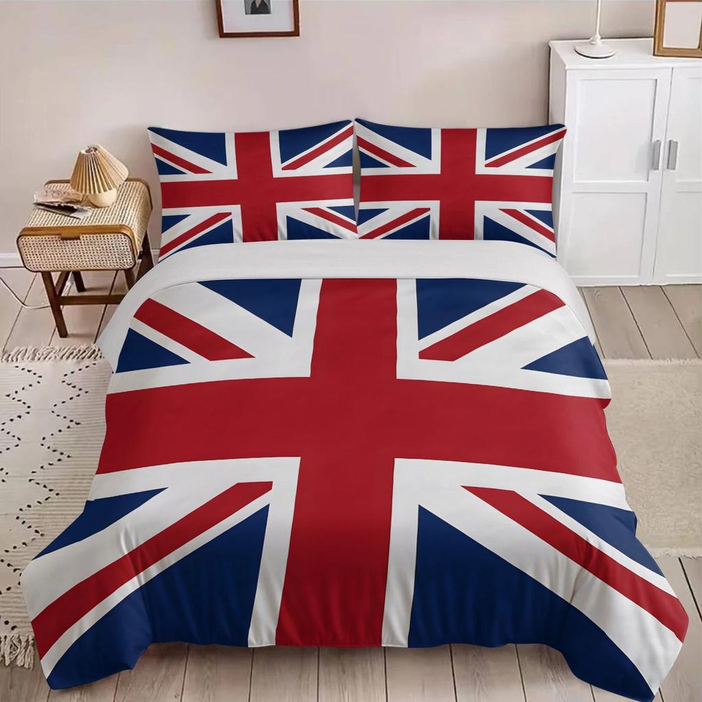 UK Flag Bedding Set Full Size Patriotic Pattern Duvet Cover Pillowcase 2/3pc Queen Double King Bedroom Home Decoration Kid Men Gift