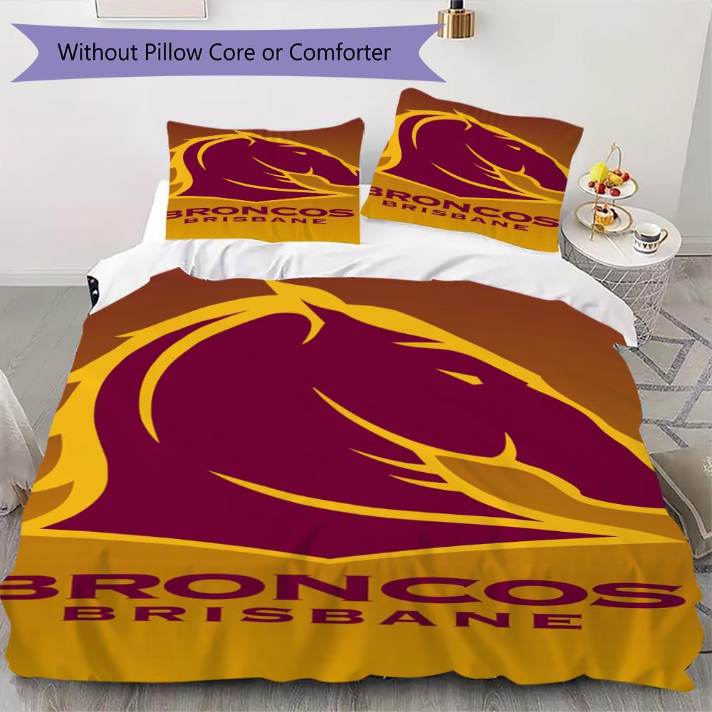 Brisbane Broncos Pattern Bedding,Quilt Set Quilt Cover Pillowcase Home Birthday Gift (1*duvet cover+2*pillowcase,without core)ZSJT0917137