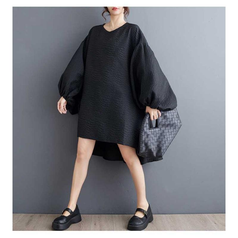 New Loose Fashion Craft Cloth Casual Temperament Lantern Sleeve Irregular Dresses