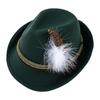Decorative Side Cord Bavarian Feather Hat Structured Brim Jazz Cap New Costume Cap  Men Women