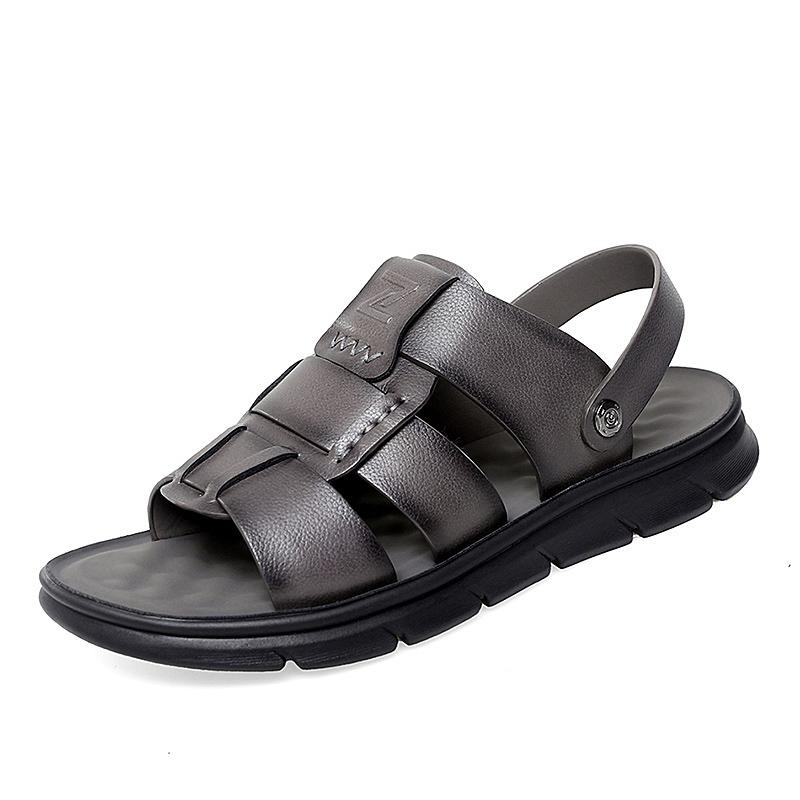 Men's Sandals 2024 Summer Fashion Comfortable Waterproof Anti Slip Leather Sandals Soft Sole Slippers Breathable Casual Shoes
