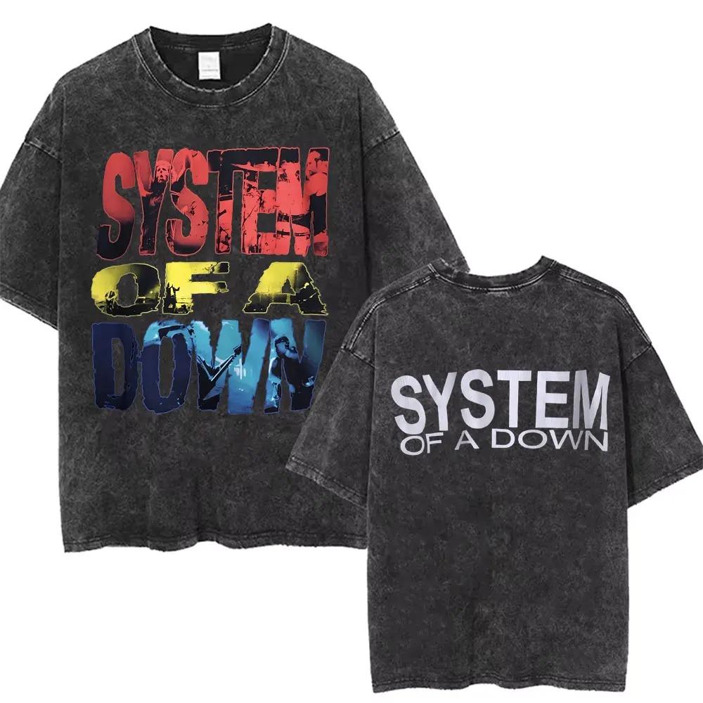 2026 Maglietta System of A Down Vintage Lavato Uomo Donna Cotone di Qualità Manica Corta Uomo Band Rock Musica Grafica Cartone Animato T-shirt