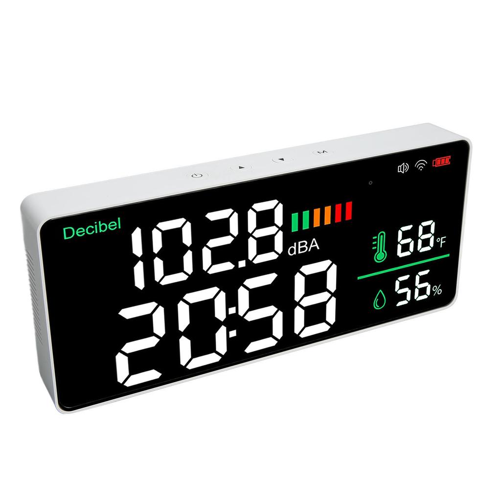 LED Decibel Meter 2.4G WiFi Wall Mounted 11 Inch LED Temperature Humidity Time Display Sound Level Meter for Tuya