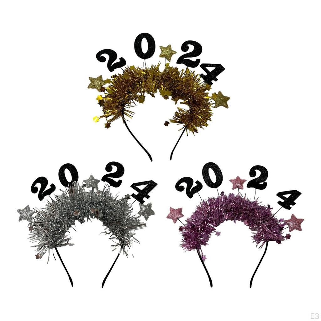 Happy Year Headband Decoration Women and Girls Glitter Star Sequins Hairbands for