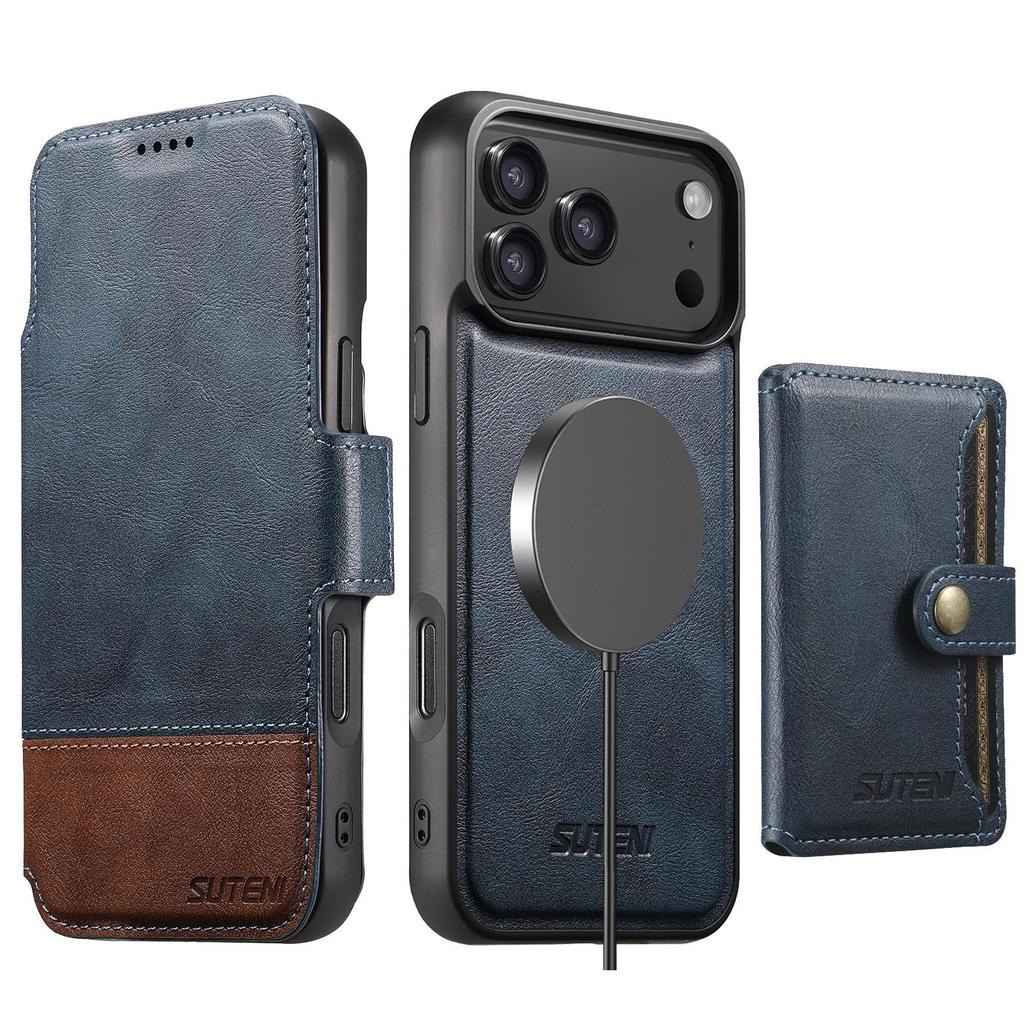 iPhone 17 Pro Max Leather Flip Case: Card Slot, Magnetic, Wireless Charging Stand