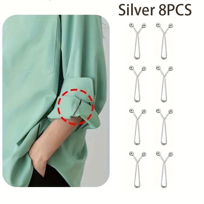 

8 шт. Бесшовные зажимы для рукавов рубашки - Регулируемые нескользящие зажимы для манжет для утяжки талии и фиксации шарфа - Розово-золотой, Золотой, Серебряный, Черный металлический набор 8PCS