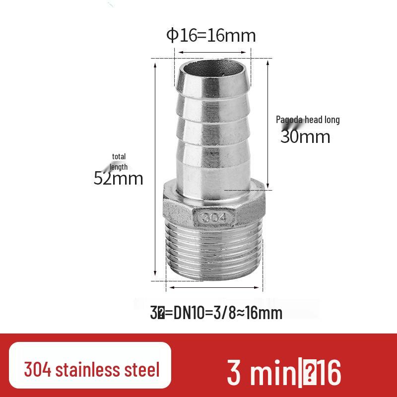 304 Stainless Steel Hex Male Thread Pagoda Fitting for Water/Air Hose