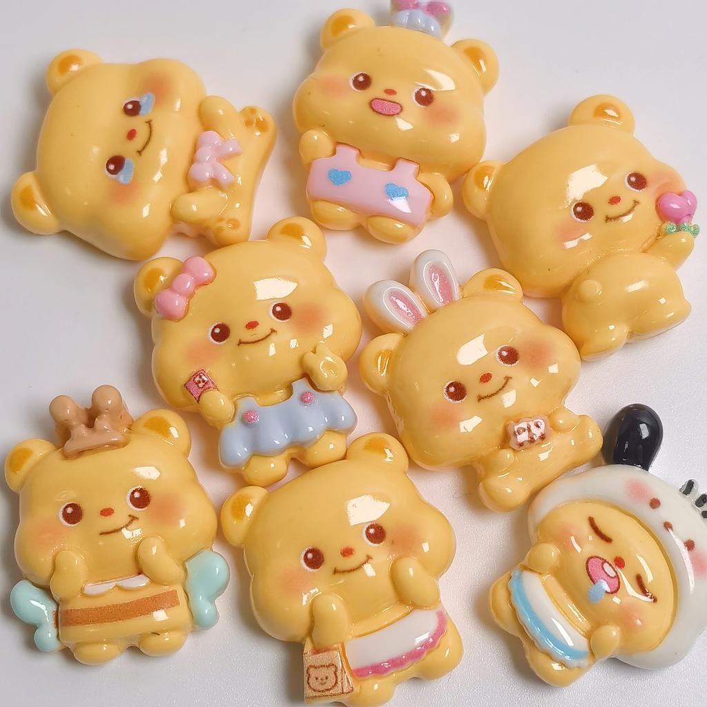 Cute Bear Flatback Resin Cabochon Cartoon Bear Charms for DIY Crafts Nail Art Scrapbooking Embellishments