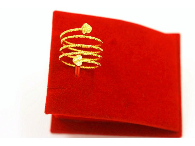 Stylish Korean Adjustable Index Finger Gold Brass Sand Ring for Women