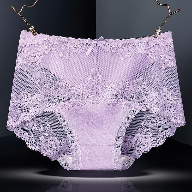 Antibacterial Seamless Mid-Waist Lace Panties