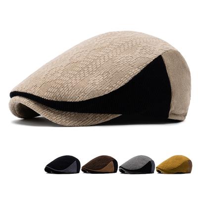 Men's Color Matching Peaked Cap Knitted Wool Beret Autumn Winter British Retro Forward Hat Warm Cap Painter's Hat
