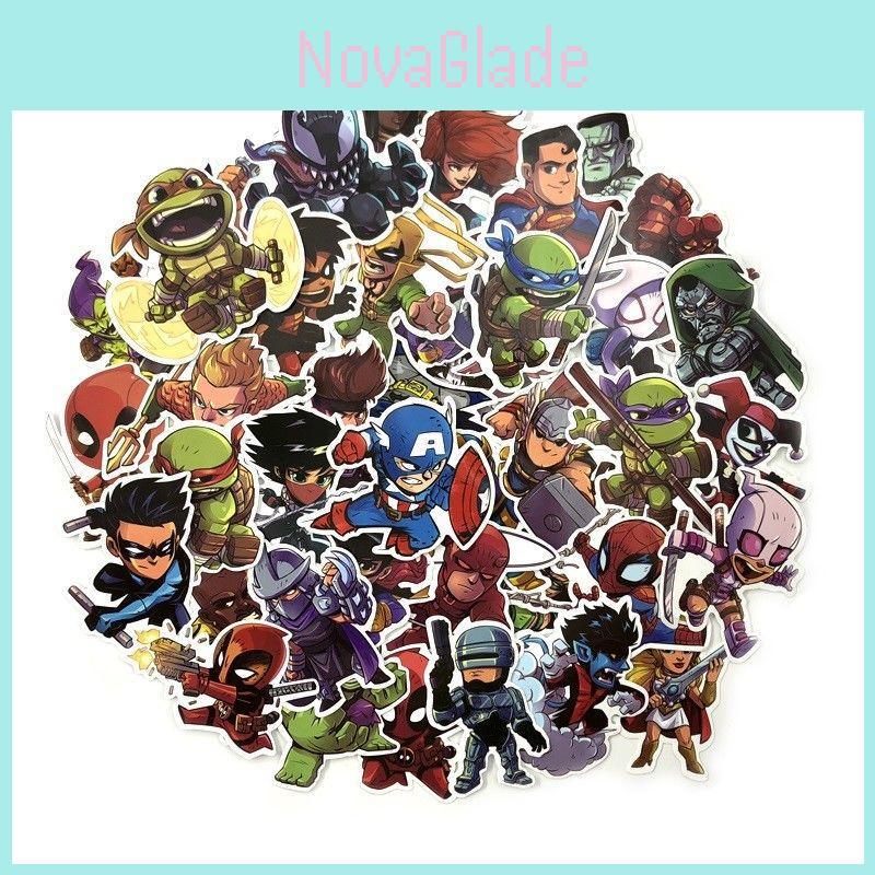 Chibi Pcs 50 Dc Marvel Super Heroes Sticker Decals For Skateboard Luggage Laptop