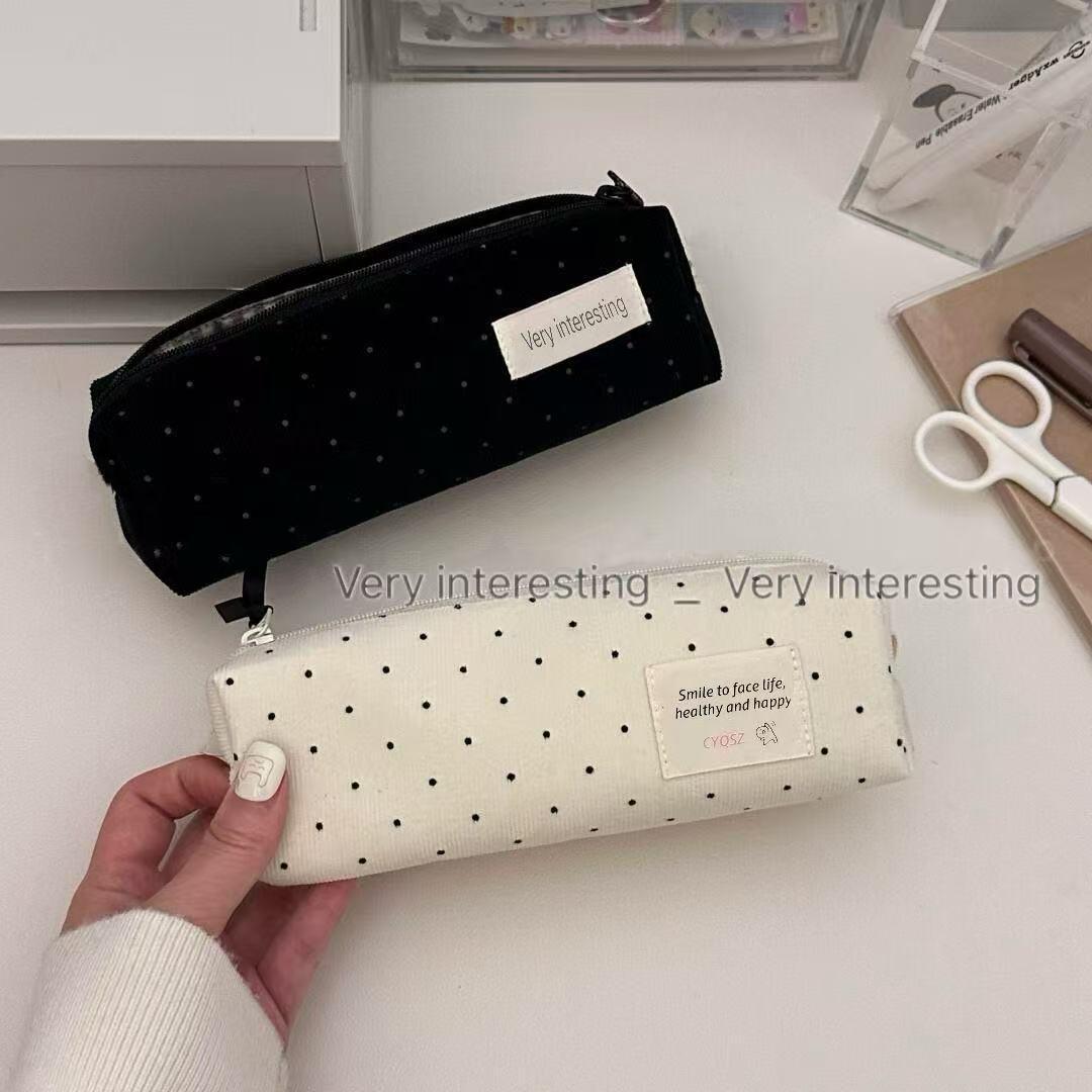 Korean-Style Polka Dot High-Capacity Pencil Case for Students
