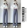 Women Modal Wide Leg Pants Summer High Waist Drawstring Straight Trousers 2 Length Options Loose Lazy Style Flowy Casual Pants
