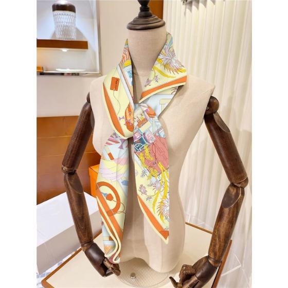 90cm Twill Silk Scarf Lady Shawl Dressing Room Printed Square Scarves Women Hijabs Bandana Foulards Neckerchief