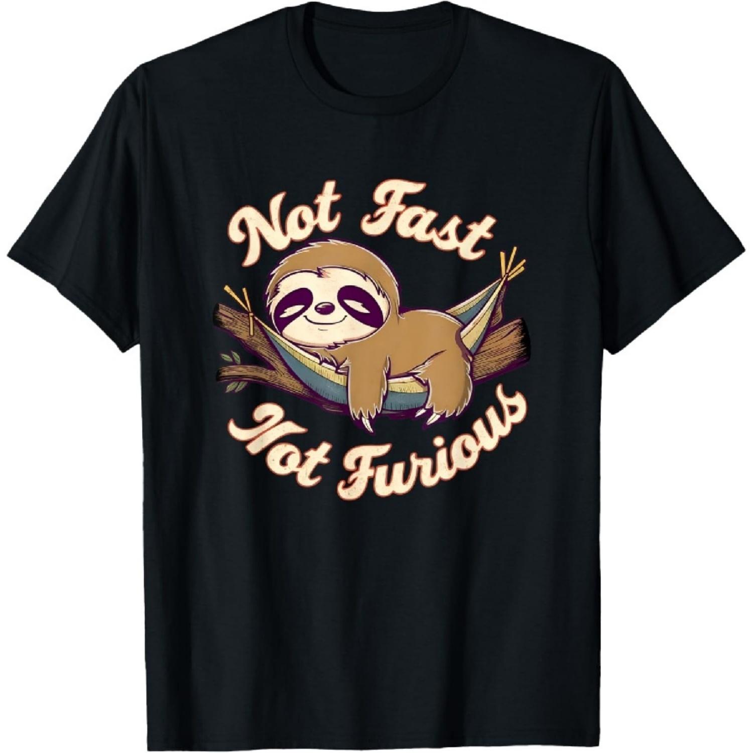 

Not Fast Not Furious Funny Sloth Tee Cute Funny Graphic T-Shirt XXXXXL чёрный