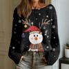 Women's Fashion Round Neck Long Sleeve Christmas Print Casual Pullover Sweater Top
