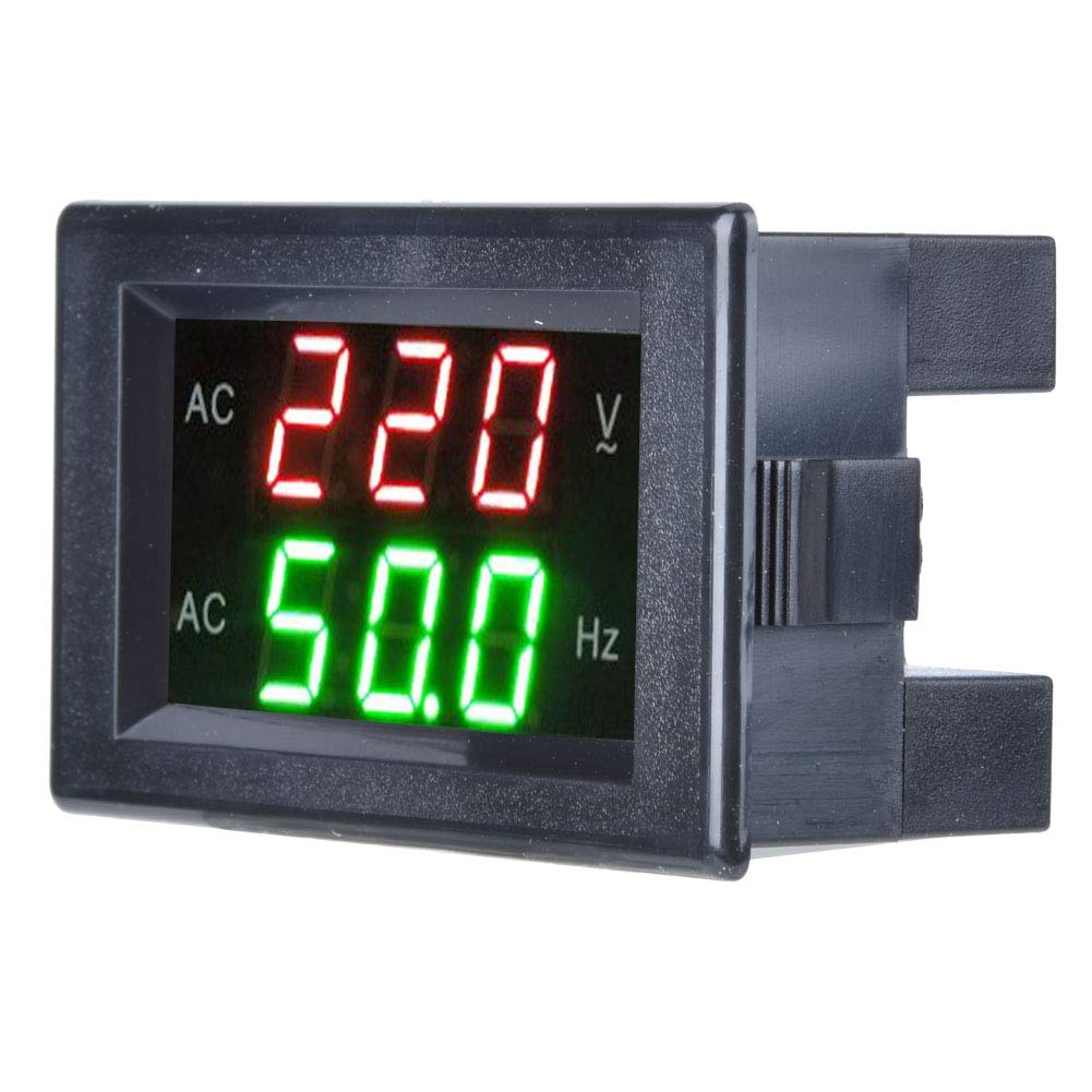 

Wal front Voltage Tester with Dual LED Display AC Voltmeter Voltmeter Panel Frequency Meter Test Tool AC 80-500V (Black) чорний