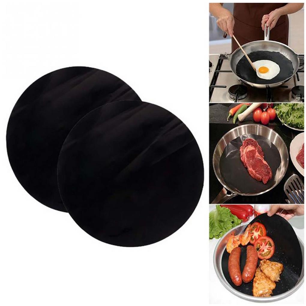 2 Sheets Non-stick Frying Pan Mat Household ple Solid Color Cooking Tool High-temperature Food Pot Sheet Fry Mats