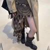New Style Luxury Pleated Buckle Knight Boots for Women Autumn Brown Leather Mid Calf Boots Woman Slip-On Thick Heel Riding Boots