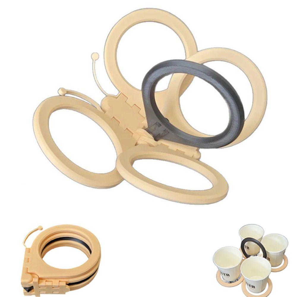 

4-cup Drink Carrier Butterfly Shape Drink Holder Foldable Coffee Carrier for Picnic Party Outside 60mm Hole