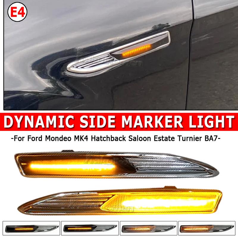 2Pieces LED Dynamic Side Marker Turn Signal Light Sequential Blinker Lamps For Ford Mondeo 4 Mk4 BA7 2007-2015 Car Accessories