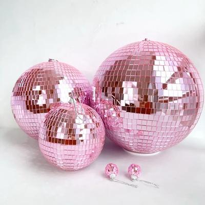 A Pack of 10-20cm Pink Reflective Mirror Balls, Laser Balls, Disco Balls, Valentine's Day, Christmas, Various Holiday Decoration