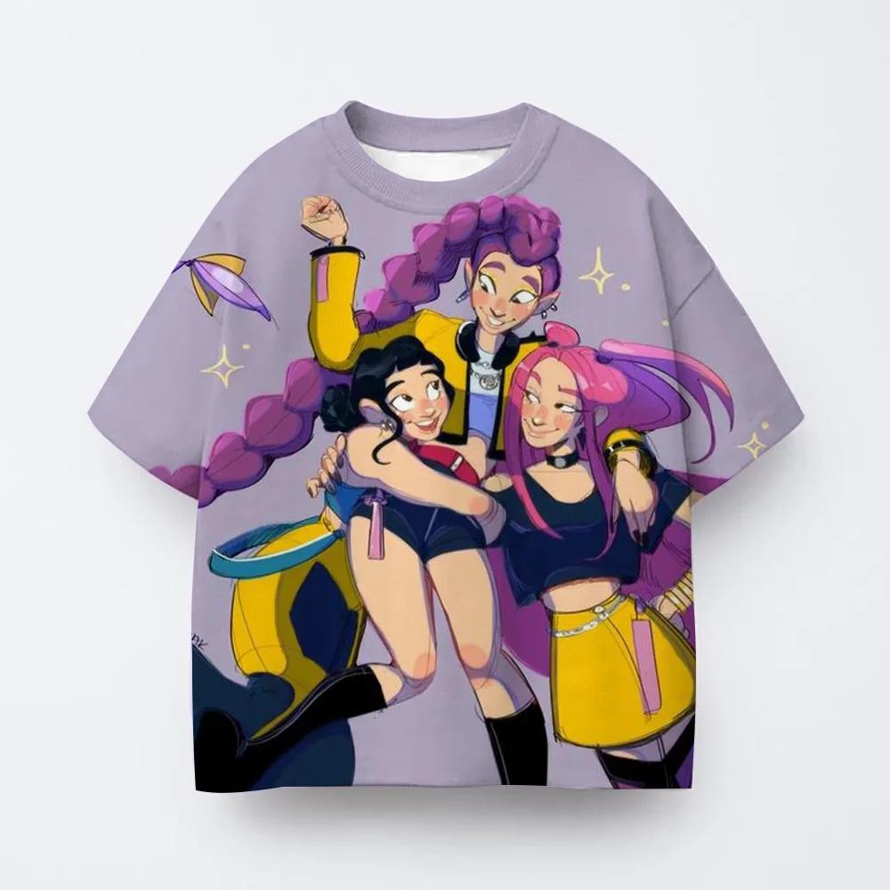 Girl's Clothing K-pop Demon Hunter Cartoon T-shirt Soft Comfortable Versatile Summer Short Sleeves T-shirt