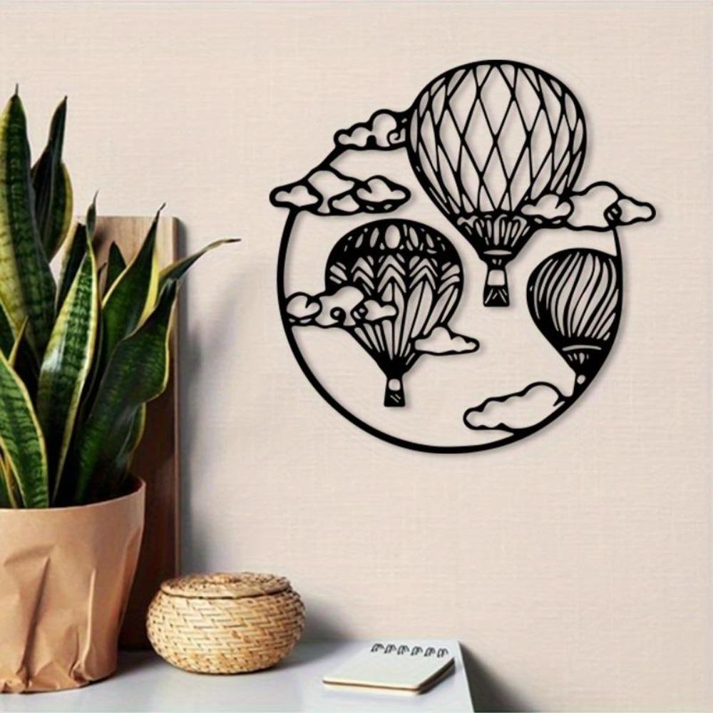 1pc Vintage Metal Hot Air Balloon Wall Art, Weather-Resistant Iron Indoor Outdoor Christmas Gift for Travel Enthusiasts