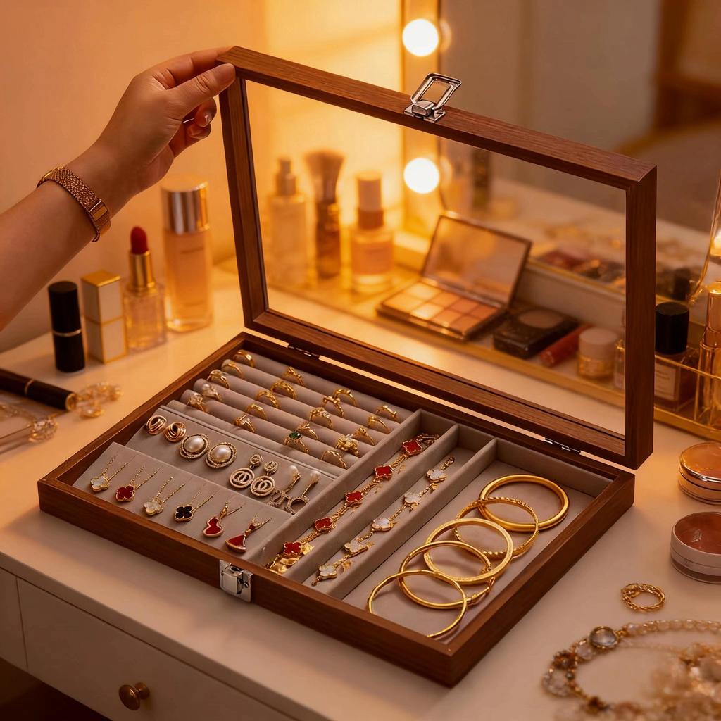 Large Capacity Jewelry Storage Box - Ring, Earring, Necklace, Bracelet Display Tray