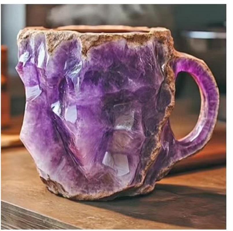 Mineral Crystal Coffee Mugs 2025 New Colorful Natural Mineral Crystal - Elegant Christmas Gift for Home & Office Ideal for