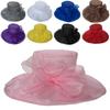 Fashion for Women Summer Organza Sun Hats Large Brimmed Elegant Ladies Beach Hat Foldable Anti Ultraviolet Church Bow Bucket Cap