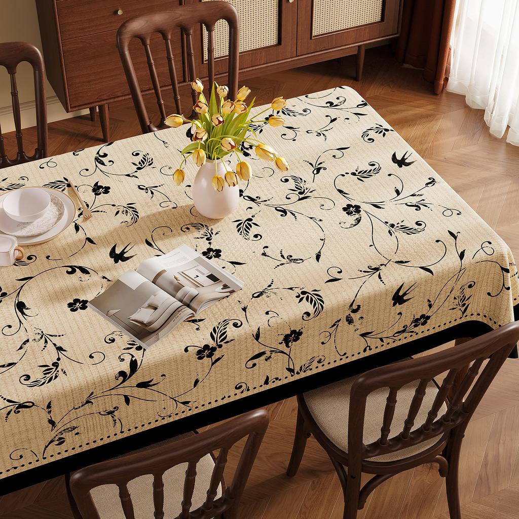 Vintage Mid Century Tischdecke Wasserdicht Ölbeständig Hitzebeständig Leinenoptik Rechteck Esstischdecke Abwischbar Französisch Retro Küchen-Dekoration