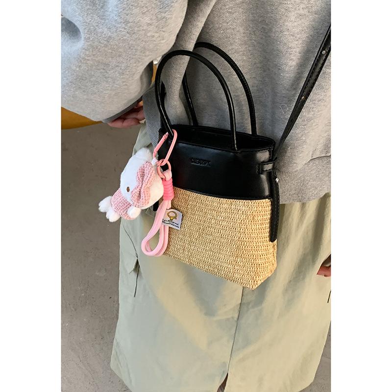 Sommermode Strohtasche Damenhandtasche neue Nische Eimer gewebte Tasche Spleiß Schulter Messenger Bag
