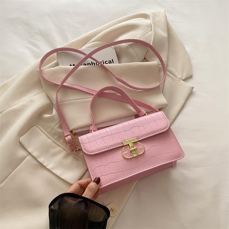 Stylish Korean Minimalist Retro Small Square Shoulder Tote Bag For Everyday Use In Black Beige Pink