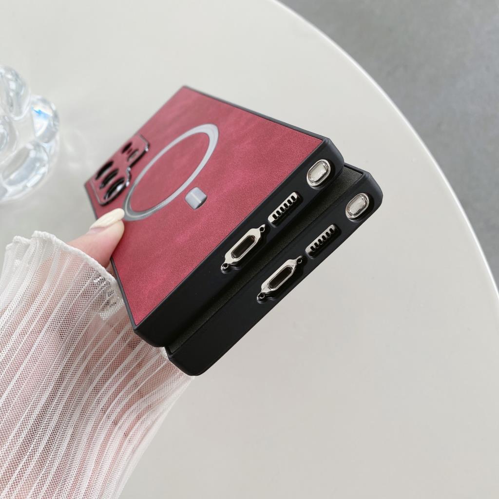Luxus Lammleder Hülle für Samsung Galaxy S26 S25 S24 S23 S22 S21 Plus Ultra für Magsafe Magnetische Kabellose Ladeabdeckung