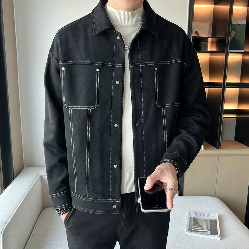 Men's 2025 New Trendy Coat Men's Suede High-end Spring and Autumn Clothes Ruffian Handsome Trendy Casual Jacket