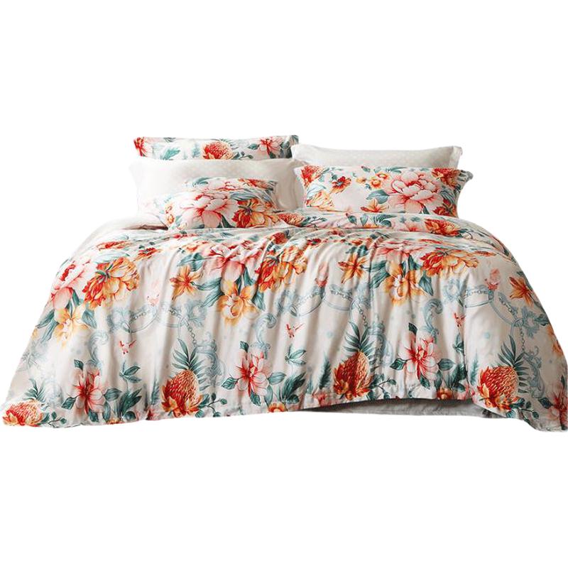 Fuanna 60s Long-Staple Cotton Printed Four-Piece Bedding Set 1.5m/1.8m Sheet Style (203x229cm)
