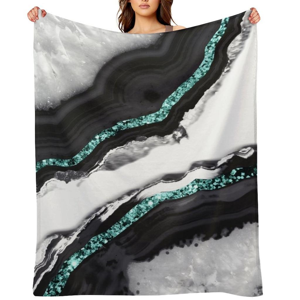 Agate Glitter Glam #16 (Faux Glitter) #gem #decor #art Throw Blanket Plush Soft Thin Blankets For Bed Blankets