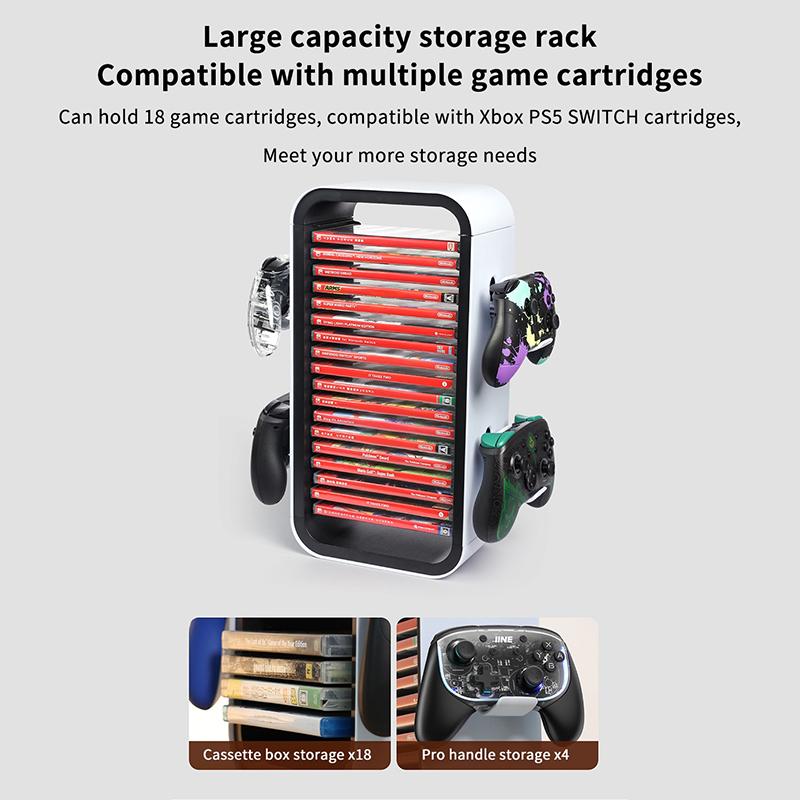 Universal Game Storage Stand Host Disc 18 Cd Storage Box Holder Game Controller Bracket For Ps5 Ps4 Ps3 Xbox Switch Disc Shelf