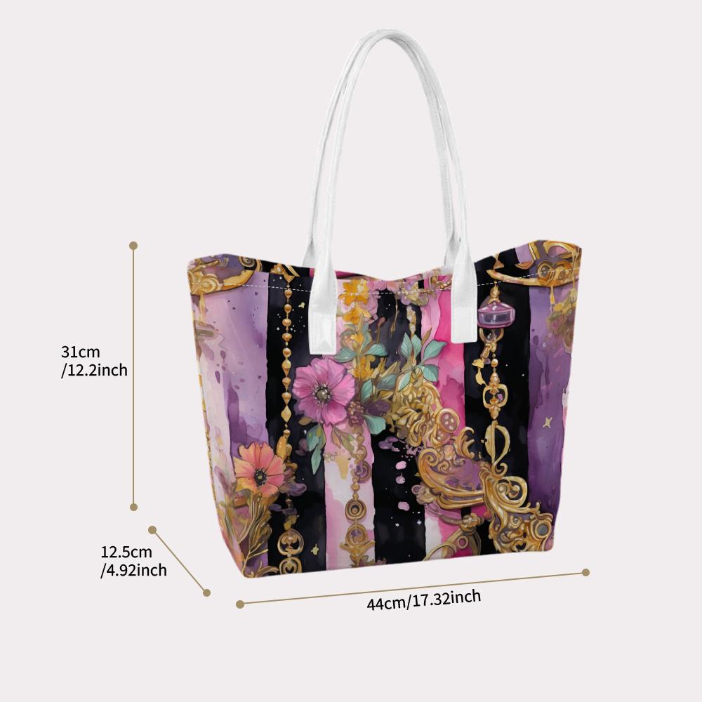 Elegant Floral Printed Tote Bag Fashion Shoulder Bag for Daily Commute Shopping